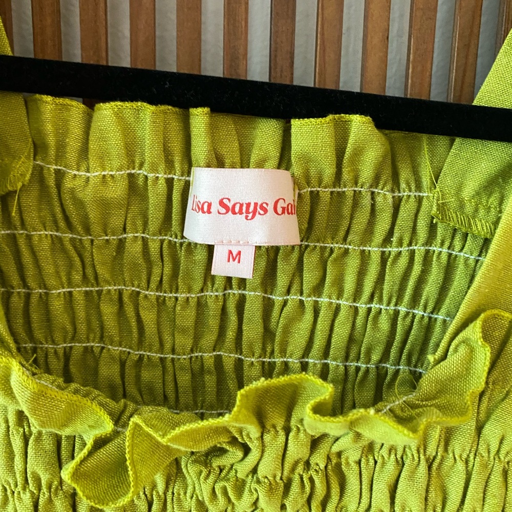 Lisa Says Gah Smocked Toni Top in Chartreuse M; limited edition! - Picture 5 of 12
